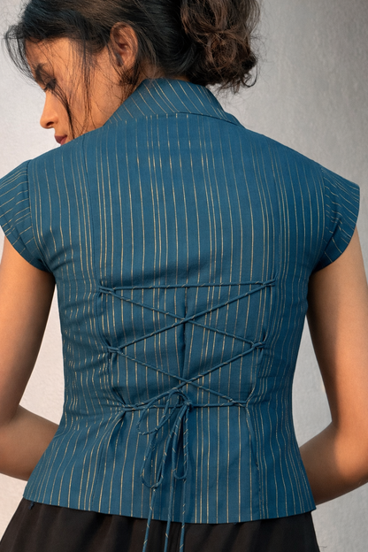 Ira Waistcoat in Teal Blue