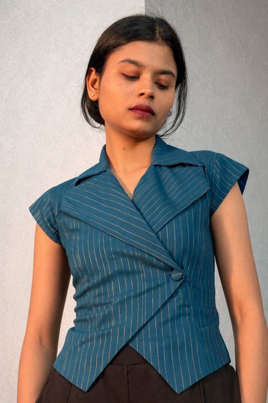 Ira Waistcoat in Teal Blue