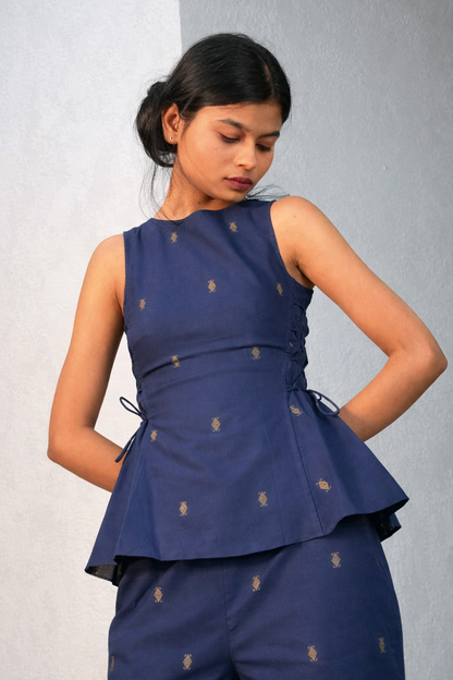 Roohi Top in Navy Blue