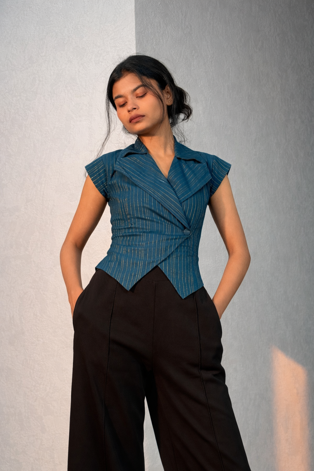Ira Waistcoat in Teal Blue